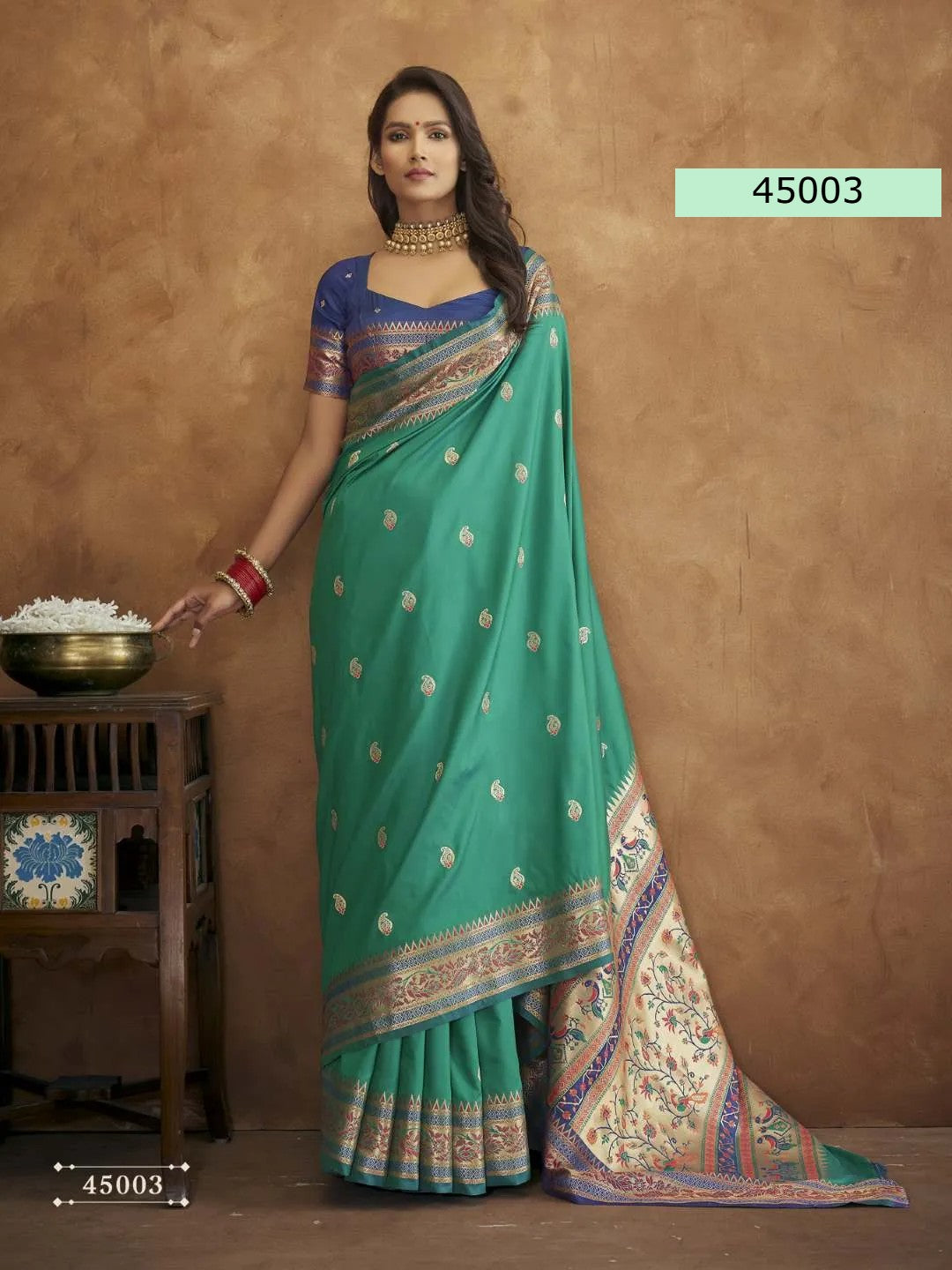 Banarasi Soft Silk Saree With Stitched Blouse and complete Fall & Peeco , SAREE - 1622