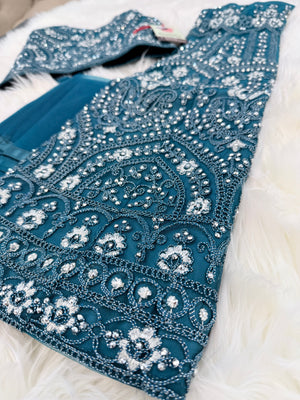 Blue Shade Stone Studded Lehenga Choli for Girls – Indian Traditional Festive, Wedding & Celebration Wear, Design GRL - 1999