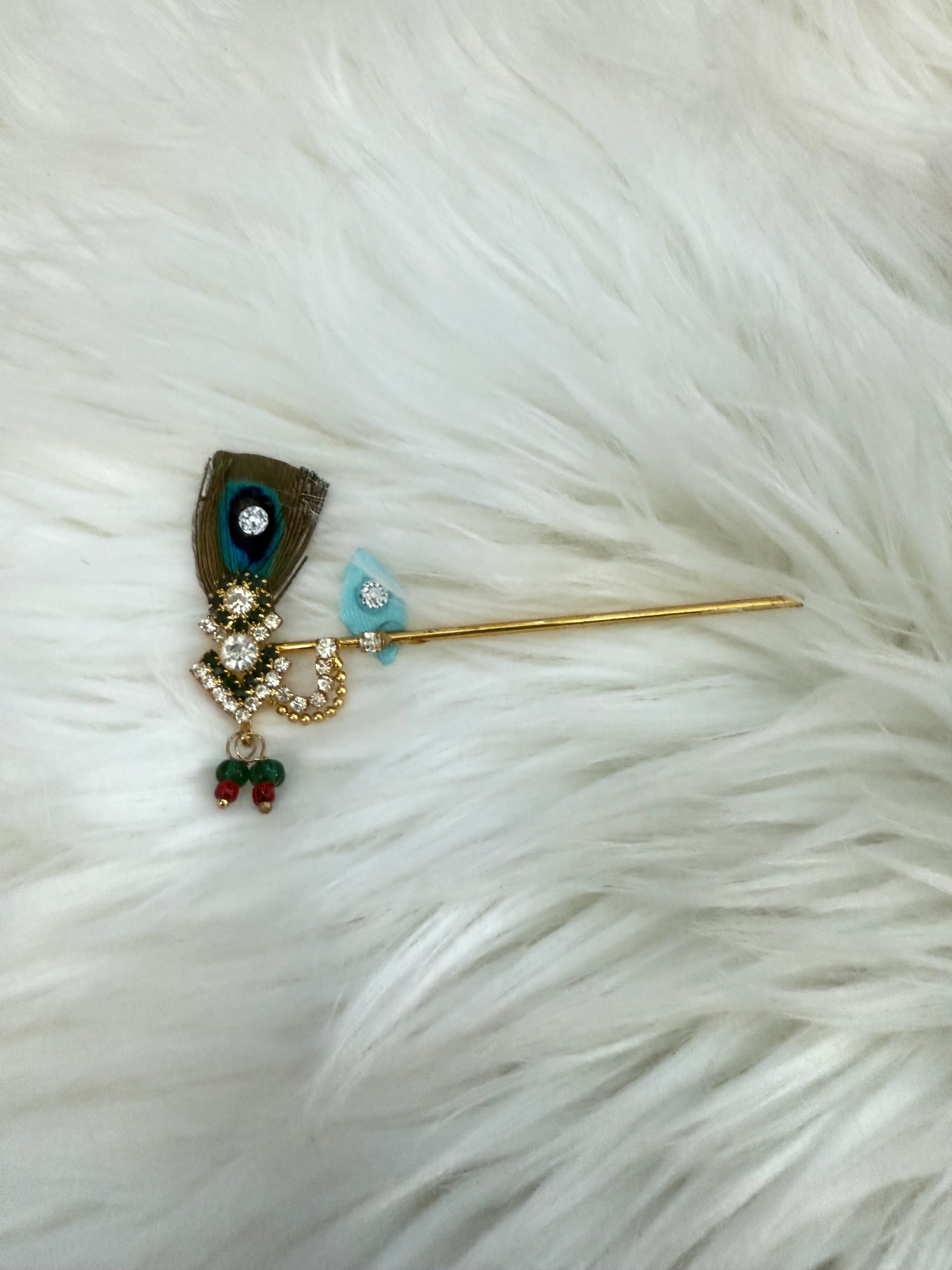 Peacock Feather Bansuri / flute, Krishna Murli / Bal Gopal Bansi, Assorted Colors, 3", RKF- 1955