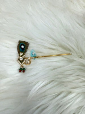 Peacock Feather Bansuri / flute, Krishna Murli / Bal Gopal Bansi, Assorted Colors, 3", RKF- 1955