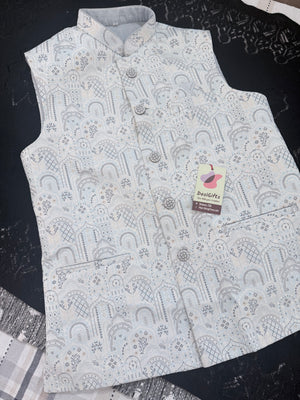 Men’s Designer Jacket – Premium Festive & Wedding Waistcoat, Self Woven Silk Indian Sadri, Stylish Ethnic Jacket, J-2081