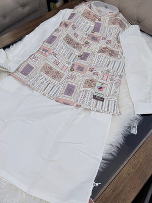 Elegant Men’s 3-Piece Kurta Pajama Set with Embroidered Sequins Jacket, Silk Ethnic Wear for Wedding & Festive, KPJ-2033