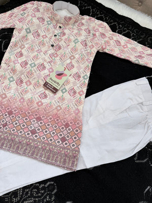 Boys’ Rayon Embroidery Kurta Pajama Set with Sequins Work, Designer Ethnic Outfit for Kids Festive and Wedding Wear – BOY-2087