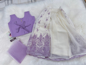 Baby Girls’ Embroidered Lehenga Choli Set in Light Purple Shade, Festive Indian Lehenga Dress, GRL-2092