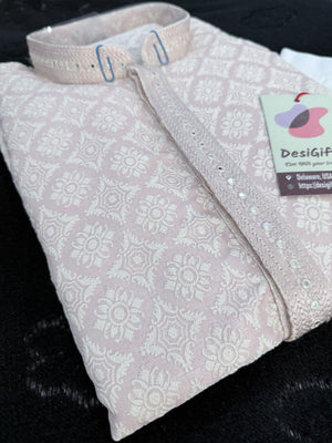 Pastel Purple Jacquard Silk Kurta Pajama Set for Men – Self Design Ethnic Party Wear, Wedding & Festive Traditional Outfit, KPS-2080