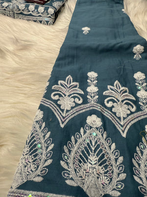 Heavy Chikankari Embroidery 3-Piece Indian Outfit for Girls – Trendy Ethnic Style, Design G- 1942