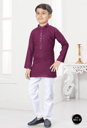 Boy Kurta Pajama with Sequins Work in Purple Shade- BOY-2017