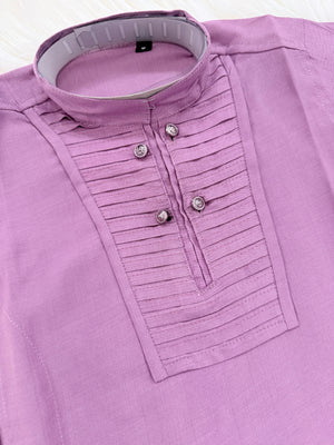 Boys Mauve Purple Kurta Pajama Set | Traditional Indian Ethnic Outfit | Ivory Pants | Wedding, Eid & Festive Wear, B-4036