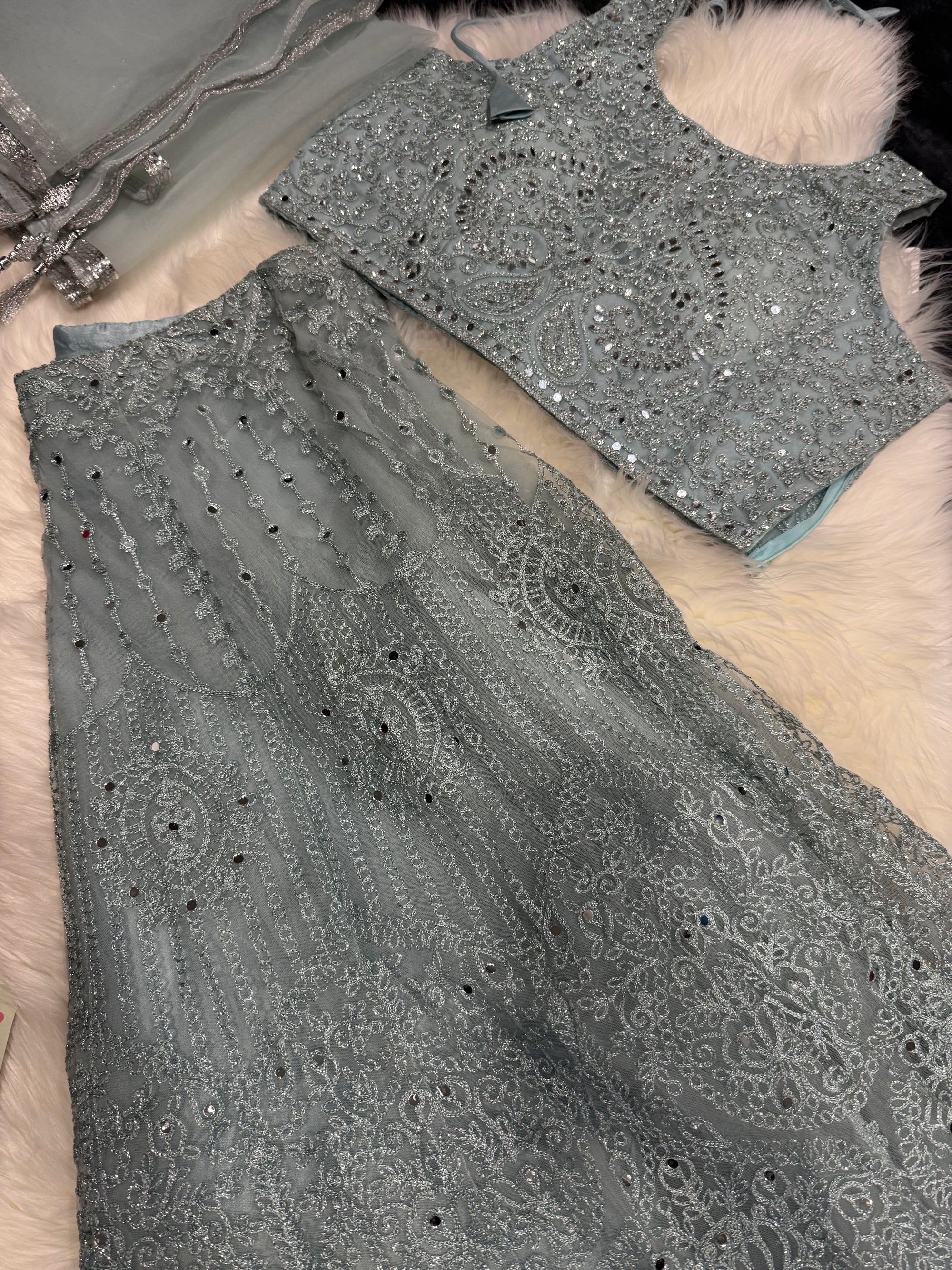 Skyblue Heavy Embroidery & Sequins Lehenga Choli 3 Pieces Ethnic Wear for Girls, Design LHG - 1880