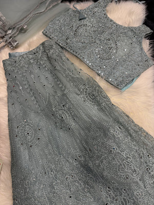 Skyblue Heavy Embroidery & Sequins Lehenga Choli 3 Pieces Ethnic Wear for Girls, Design LHG - 1880