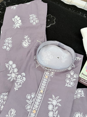 Men's Dusty Lavender Embroidered Kurta Pajama Set – Traditional Indian Ethnic Wear for Weddings & Festivals, KPS-3009