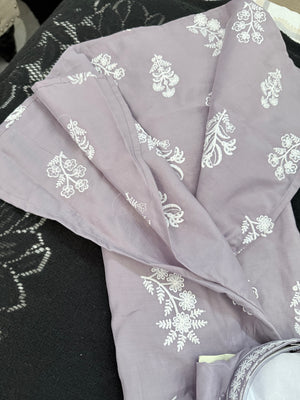 Men's Dusty Lavender Embroidered Kurta Pajama Set – Traditional Indian Ethnic Wear for Weddings & Festivals, KPS-3009