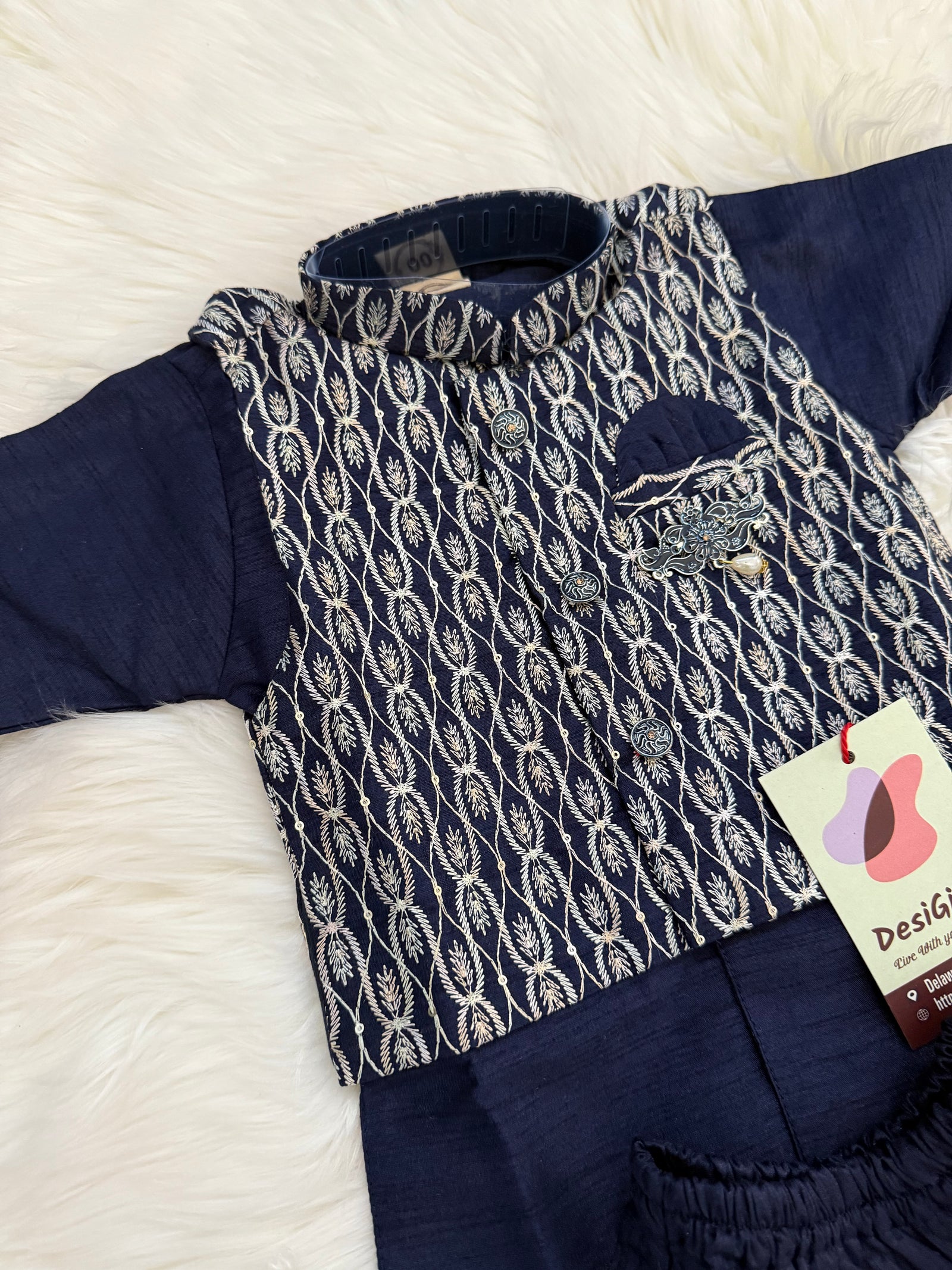 4 Piece Cotton Silk Indian Dress with Dhoti and Pajama with Print Jacket- Design B- 1952