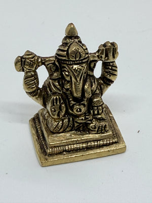 1.5" Brass Ganesha Idol | Miniature Ganesh Murti for Home, Office & Car Dashboard, GIB- 3042