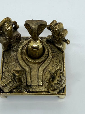 Brass Shiva Lingam with Nandi & Deities | 2.0" Handcrafted Pooja Idol | Traditional Shivling Murti for Home & Office: SPM - 3043