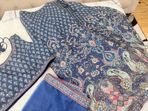 Navy Blue Floral & Paisley Print Lehenga Choli Set with Dupatta – Mirror-Style Sequin Accents, Indian Wedding & Festive Wear, LHG-4013