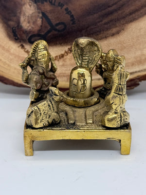 Brass Shiva Lingam with Nandi & Deities | 2.0" Handcrafted Pooja Idol | Traditional Shivling Murti for Home & Office: SPM - 3043