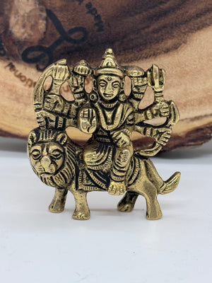 Brass Durga Maa Idol on Lion | 2 inch idol Murti for Home & Office.  GS8 -3044