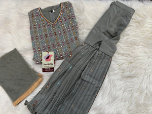 Beautiful Gray Palazzo Suit Dress for Girl, Indian Ethnic Outfit, GRL -1566