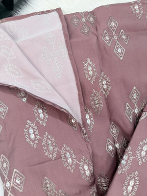 Father & Son Matching Dusty Rose Kurta Pajama Set | Silver Zari-Style Embroidery, Sequin Work | Festive Wear, DM -4039