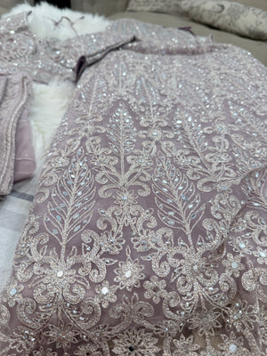 Pastel Purple Lehenga Choli for Women, Lavender Embroidered Indian Wedding Outfit, Sequin Mirror Work Lehenga with Dupatta, LHG-4016