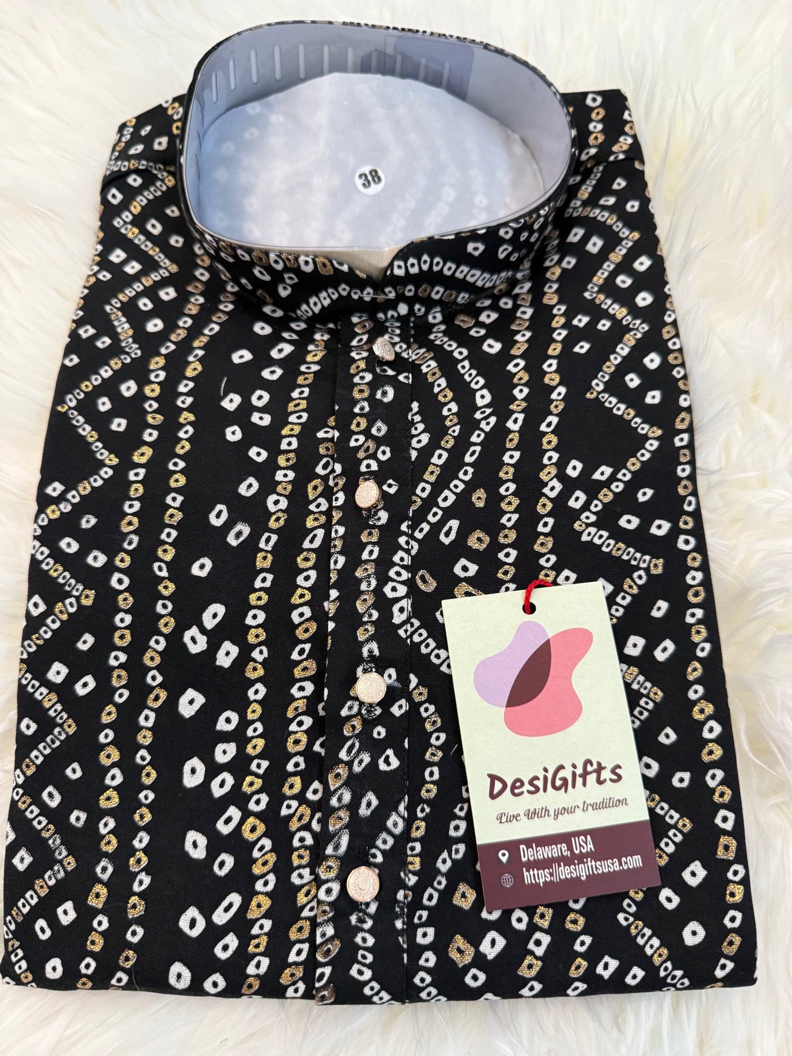 Bandhani Style Cotton  Silk Kurta Pajama Set for festive or Auspicious Occasion-KPS- 1420N