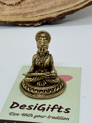 1.5" Brass Maa Annapurna Idol | Handcrafted Miniature Murti of Goddess Annapoorna Devi.  GS8 -3045