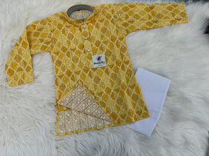 Yellow Shade Boy's Cotton Blended Self Designer Dress - Design BOY-1727