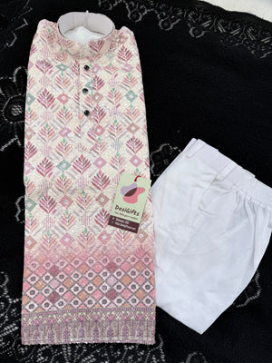 Boys’ Rayon Embroidery Kurta Pajama Set with Sequins Work, Designer Ethnic Outfit for Kids Festive and Wedding Wear – BOY-2087