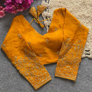 Fendi Silk With handwork thread & Coding Work, Full Sleeve Saree Blouse, Design BLS - 2040