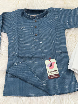 Teal Blue Shade Boy's Soft Cotton Silk Embroidered Kurta Pajama - Design BOY-1919