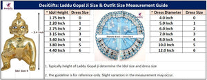 4 Piece Divine Bal Gopal Krishna ji Dress Set / Elegant Kanha Poshak Size 1, RKF- 1644