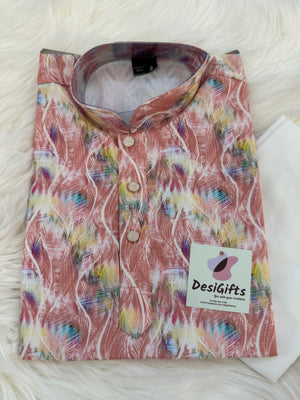 Multicolor and Pink Shade Boy's Cotton Blended Self Designer Dress - Design BOY-1730