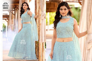 Skyblue Heavy Embroidery & Sequins Lehenga Choli 3 Pieces Ethnic Wear for Girls, Design LHG - 1880