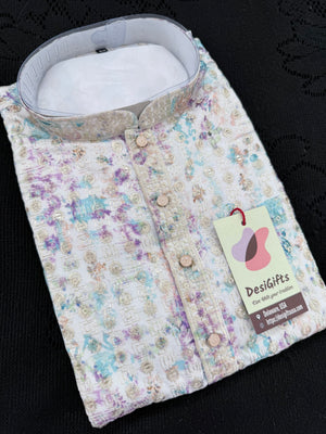 Men’s Multishade Traditional Kurta Pajama Set – Premium Viscose Rayon Embroidery with Print & Sequin Work | Wedding & Party Wear | KPS-2030