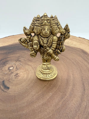 3" Brass Hanuman ji Idol – Blessing Pose | Panchmukhi Pose, Brass Finish | Home Temple, BBM- 922
