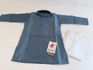 Blue Shade Boy's Cotton Silk Self Design Kurta Pajama - Design BOY-2003