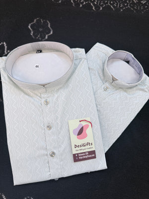 Men's and Boys' Soft Cotton Silk Kurta Pajama Set - Pastel Green Indian Festive Wear, Matching Traditional Outfit, DM-3020