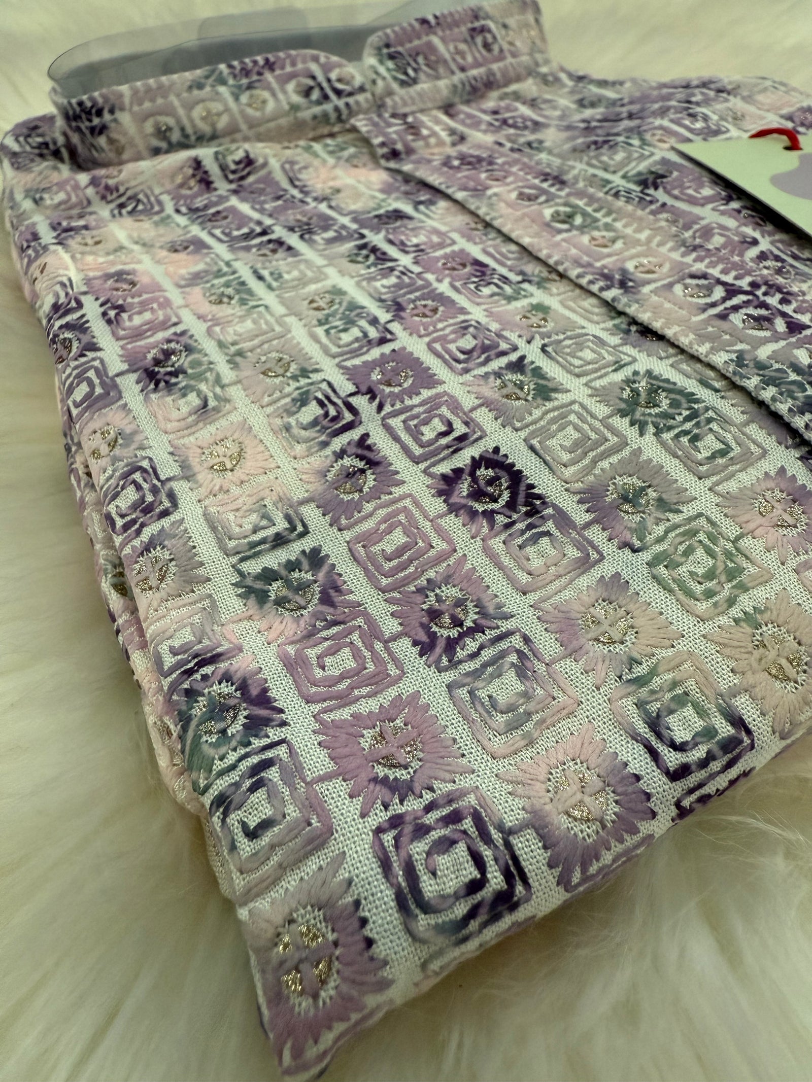 Purple Shade Boy's Cotton Blended Self Designer Kurta Pajama - Design BOY-1918