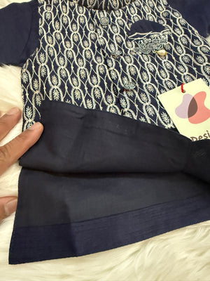 4 Piece Cotton Silk Indian Dress with Dhoti and Pajama with Print Jacket- Design B- 1952