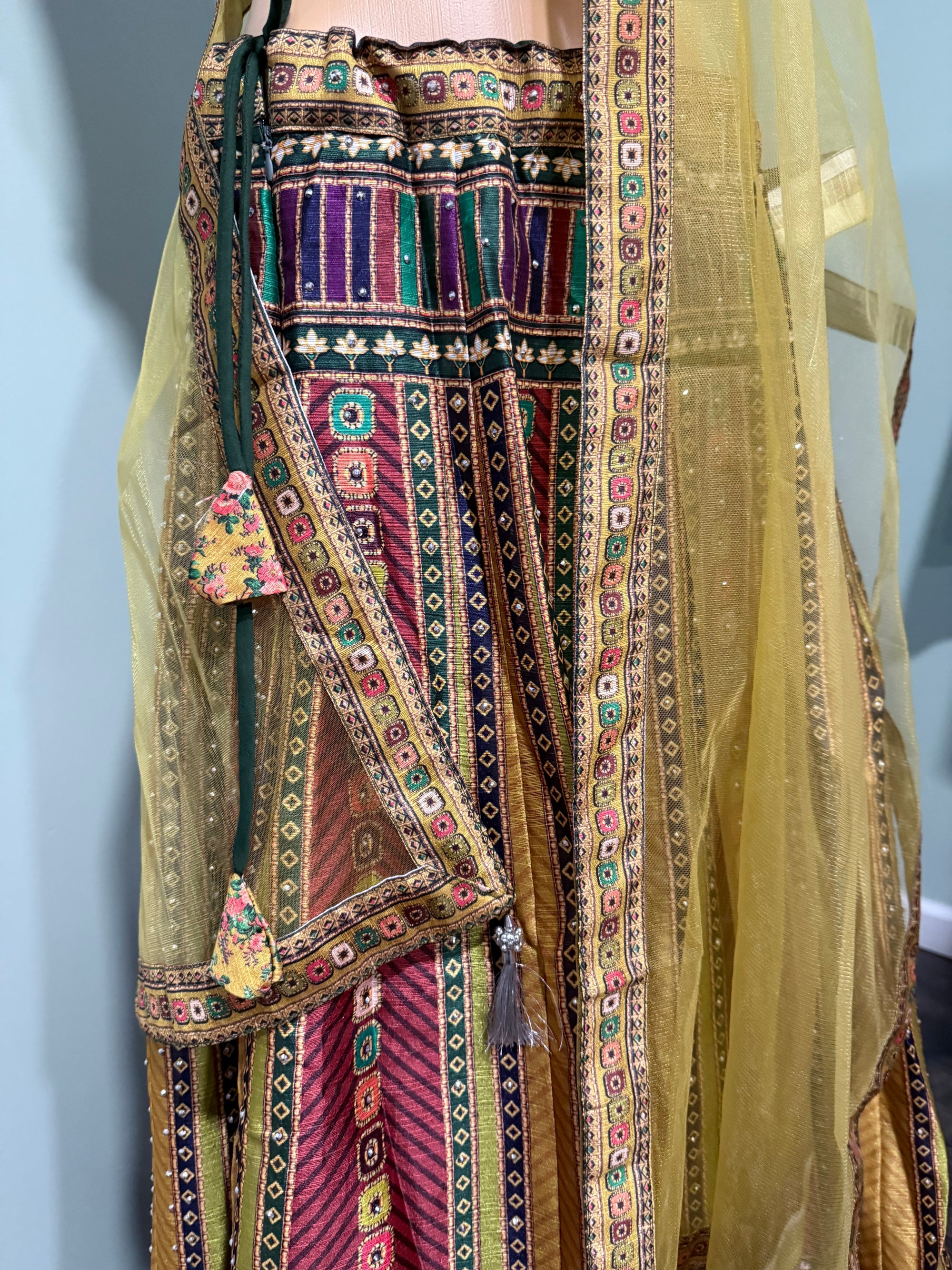 Colorful Yellow Heavy Embroidery & Sequins Lehenga Choli 3 Pieces Ethnic Wear for Girls, Design LHG - 1875