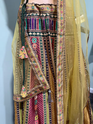 Colorful Yellow Heavy Embroidery & Sequins Lehenga Choli 3 Pieces Ethnic Wear for Girls, Design LHG - 1875