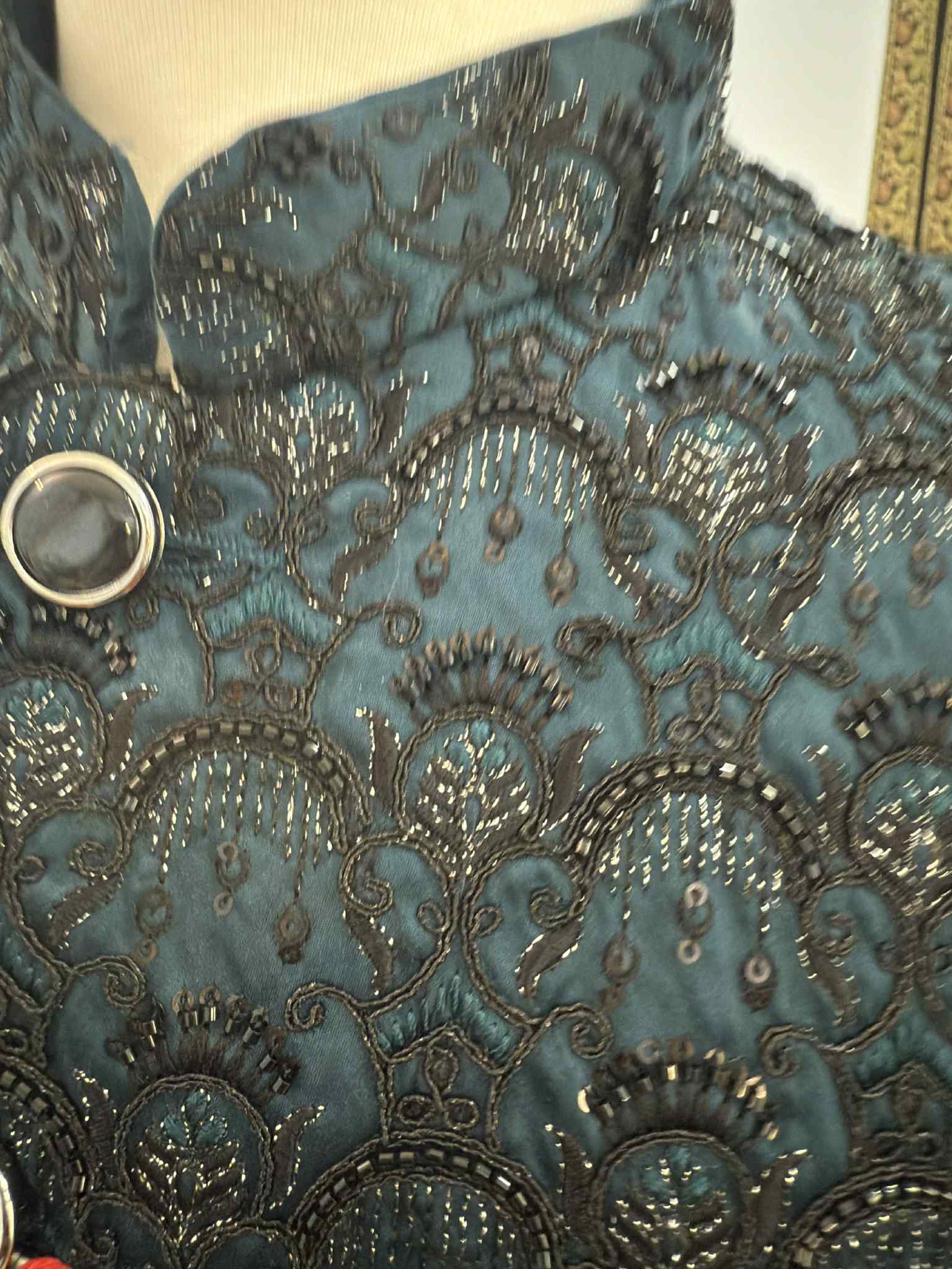 Classic Blue Shade Jacket for Men, Intricately Embroidered Indian Waistcoat, Sadri with Sequins, Wedding Jacket, J - 1928