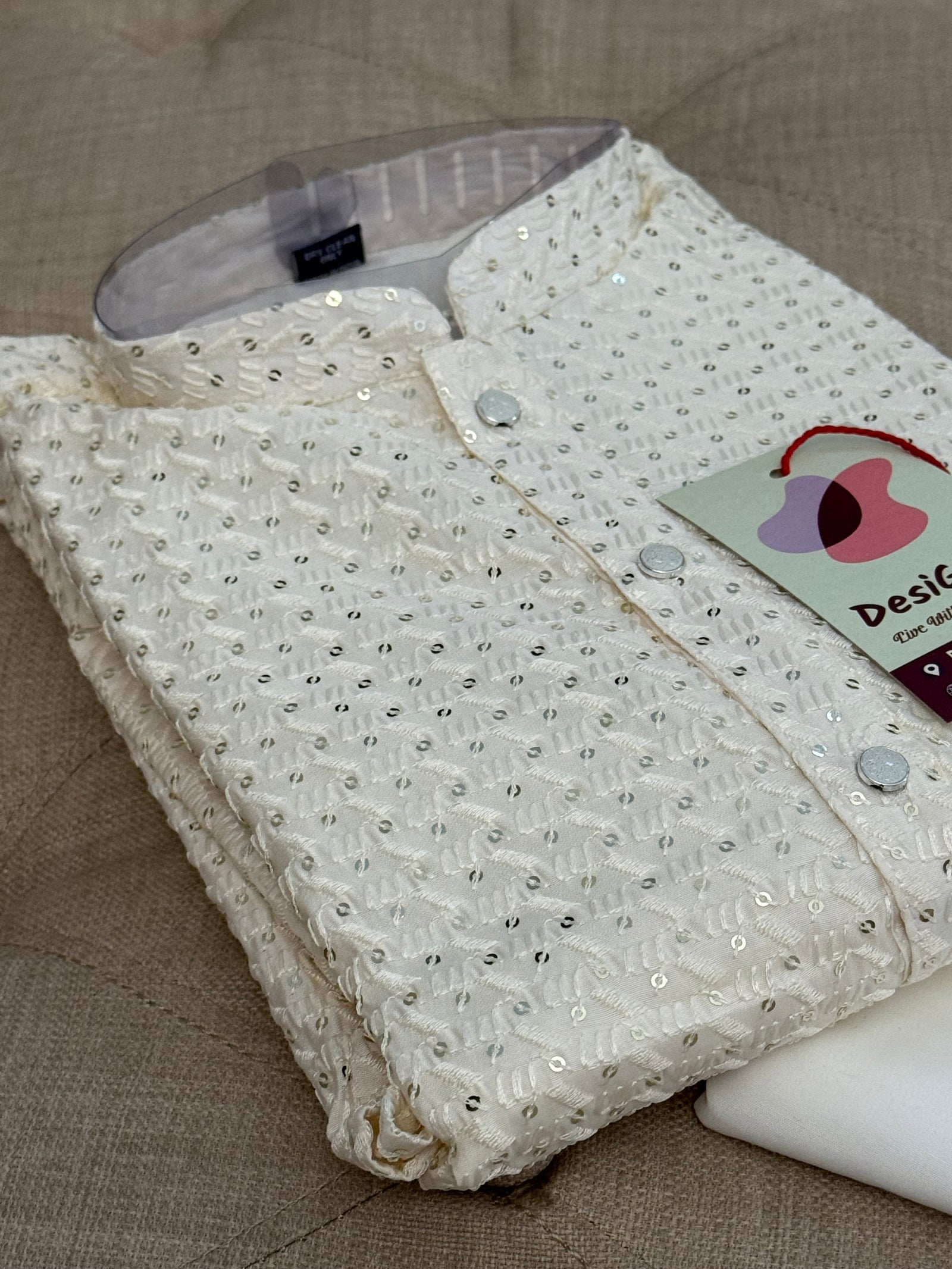 Pre-Teen and Teen Boy's Chikankari Embroidered Kurta Pajama with Sequins  - BOY-1907