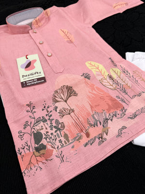 Carrot Shade Boy's Cotton with Panel Print Designer Dress - Design BOY-2021