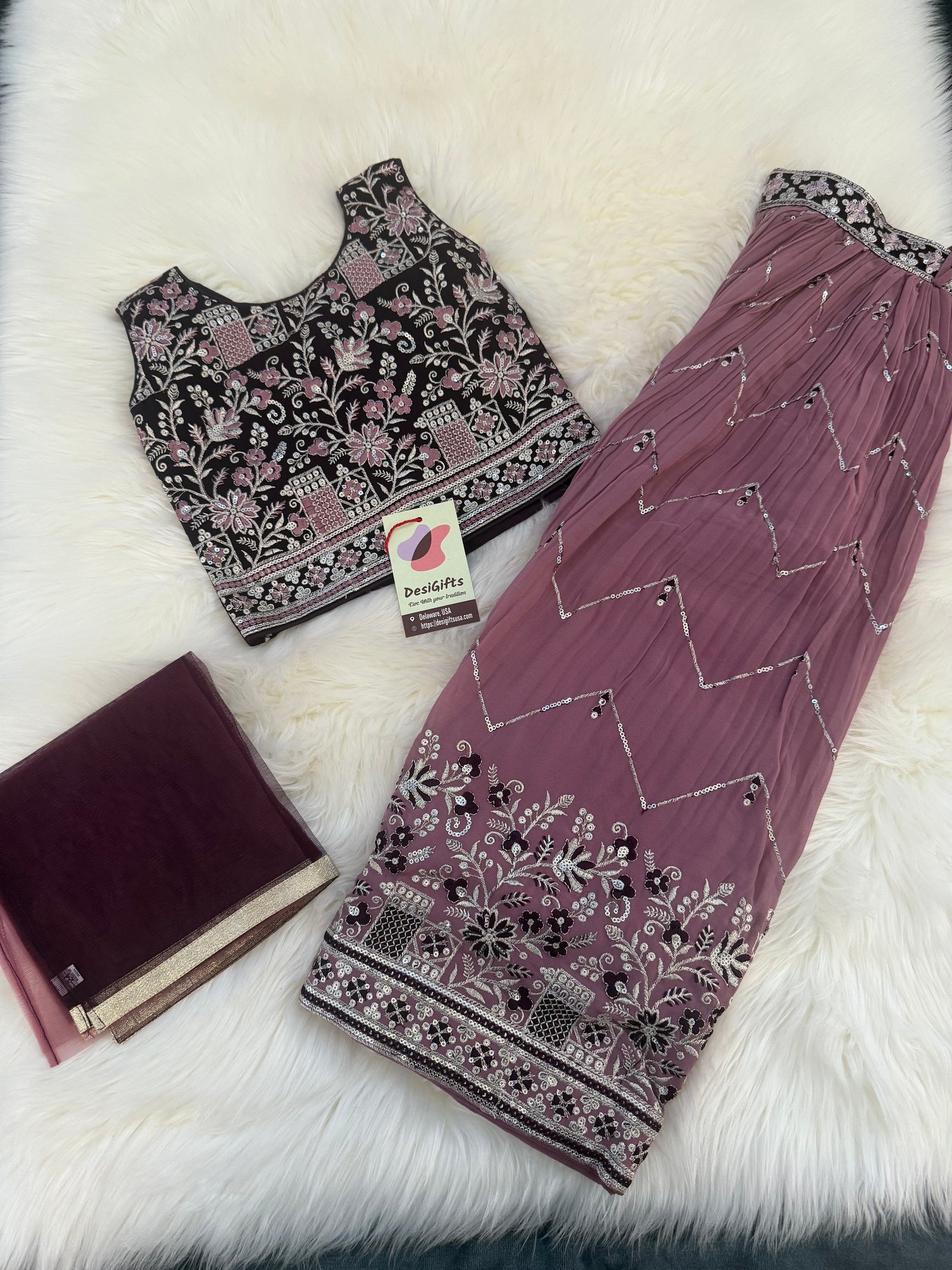 Beautiful Onion Pink Shade Lehnga Choli, Indian traditional festive outfit for Princess, Girl Design GRL - 1890