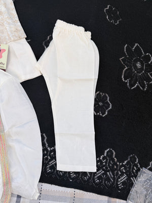 Boys Ivory Cream Kurta Pajama Set with Floral Embroidery Jacket | Dhoti and Pajama | Indian Wedding Festive Ethnic Wear for Kids, B-4058