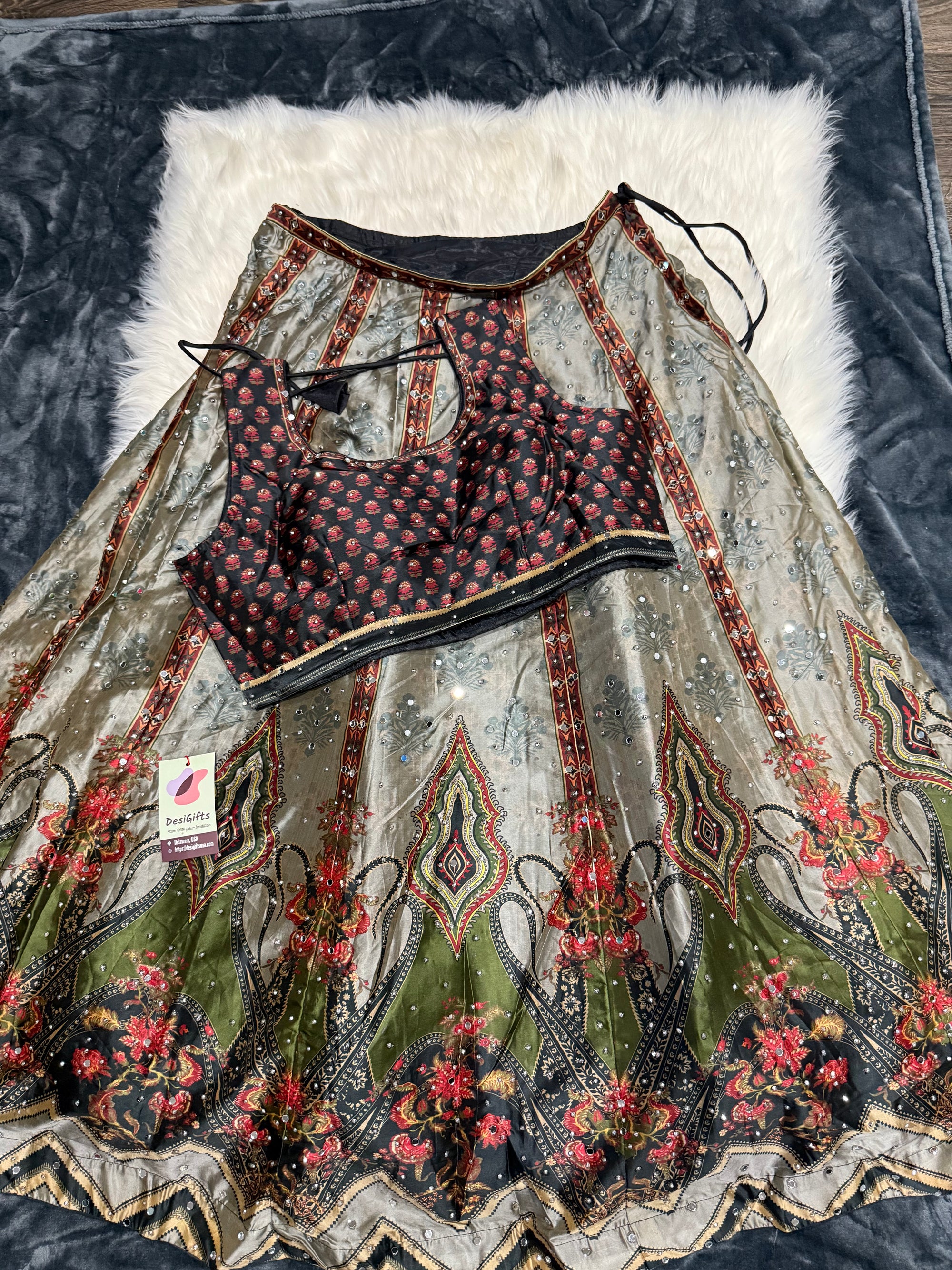 Graceful Gray Heavy Embroidery & Sequins Lehenga Choli 3 Pieces Ethnic Wear for Girls, Design LHG - 1878