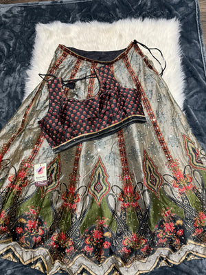 Graceful Gray Heavy Embroidery & Sequins Lehenga Choli 3 Pieces Ethnic Wear for Girls, Design LHG - 1878