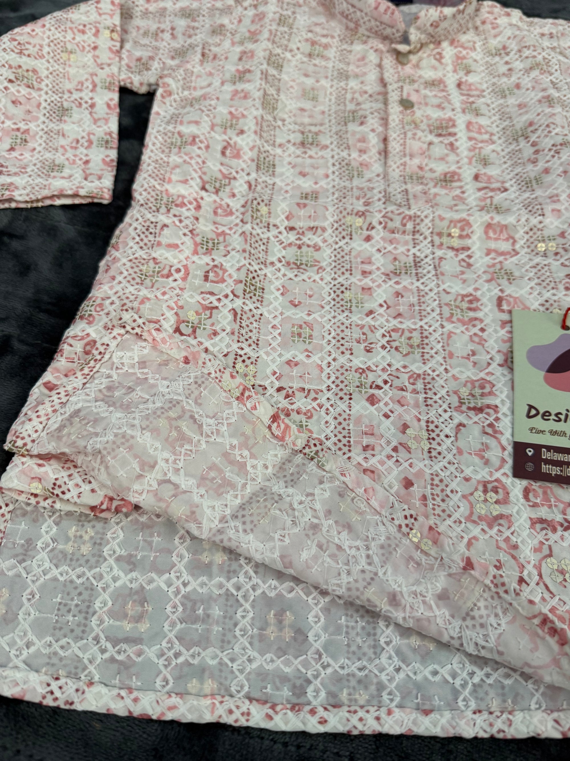 Pink Shade Boy's Soft Cotton Silk Self Design with Sequins Kurta Pajama - Design BOY-1917